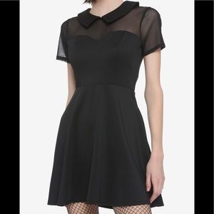Collared mesh panel skater dress